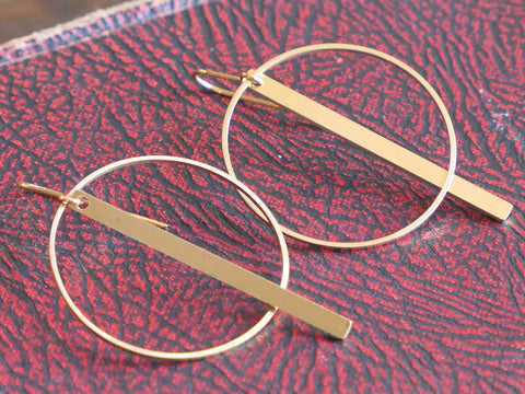 Brass Ring and Bar Earrings