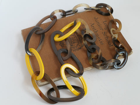 Oval Link Buffalo Horn Necklace - Yellow