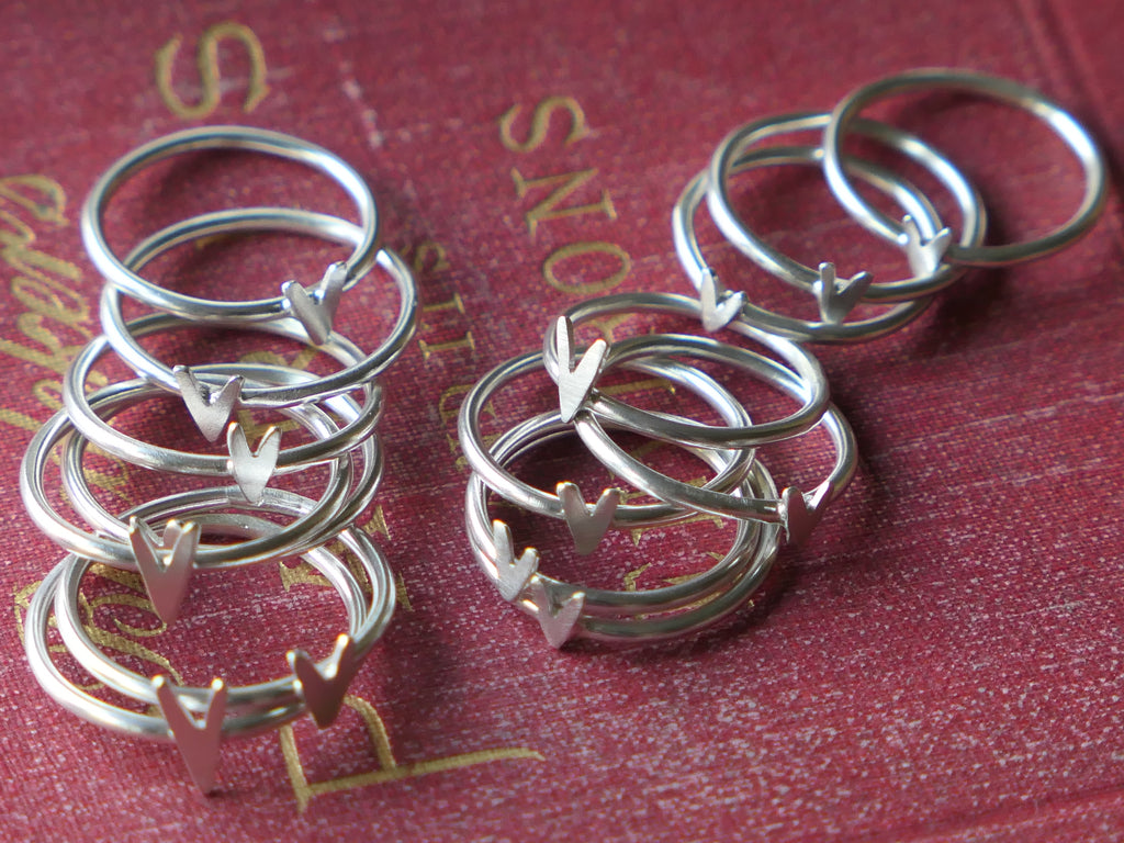 Silver Stacking Ring With Silver Heart