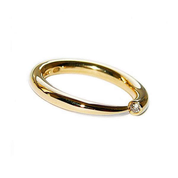 Narrow 18ct Yellow Gold 3pt Diamond Wiggly Ring