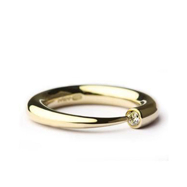 Narrow 18ct Yellow Gold 3pt Diamond Wiggly Ring