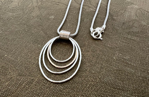 Silver and 14ct Rolled Gold Multi-Oval Pendant