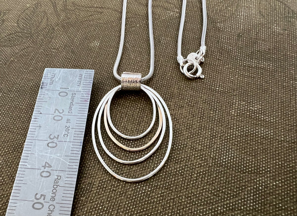 Silver and 14ct Rolled Gold Multi-Oval Pendant
