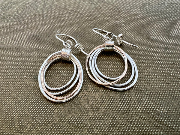Silver and 14ct Gold Filled Multi-Oval Drop Earrings
