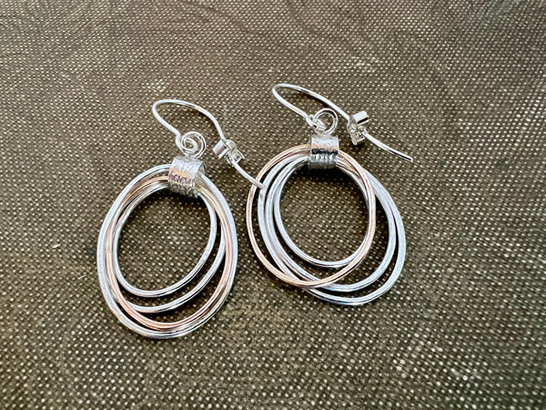 Silver and 14ct Gold Filled Multi-Oval Drop Earrings