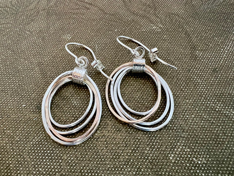 Silver and 14ct Gold Filled Multi-Oval Drop Earrings