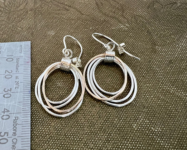Silver and 14ct Gold Filled Multi-Oval Drop Earrings