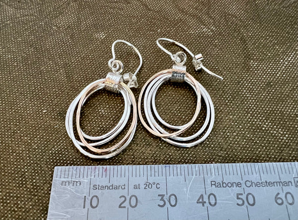 Silver and 14ct Gold Filled Multi-Oval Drop Earrings