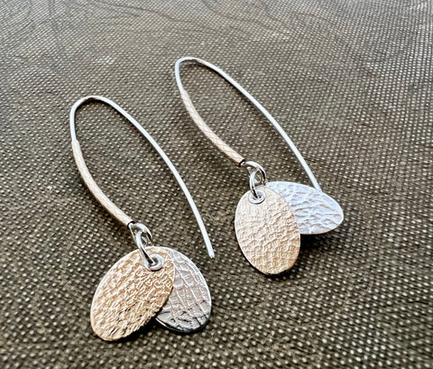 Silver and 14ct Gold Filled Double Oval Earrings