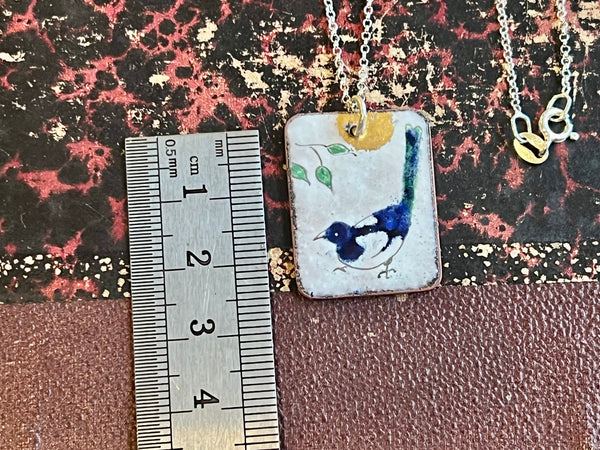 Magpie with Leaves Pendant