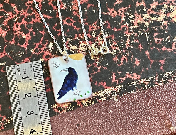 Crow Pendant with Butterfly