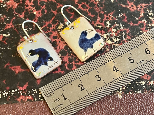 Crow Earrings with Gold Leaf