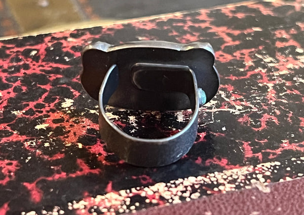 Cloisonne Wild Cat Ring with Emerald