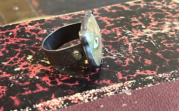 Cloisonne Wild Cat Ring with Emerald