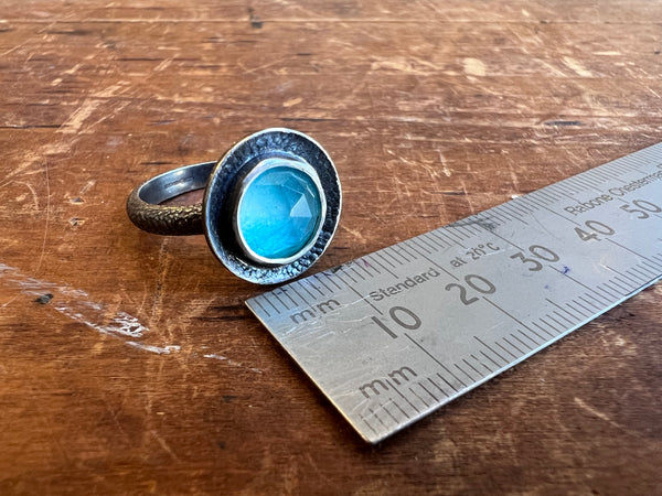 Oxidised Silver Cup Ring with Jade