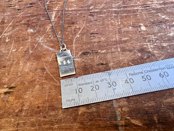Small, Rectangular, Silver Landscape Pendant