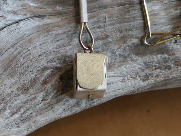 Vintage and Preloved Gold Plated and White Silver Cube Necklace