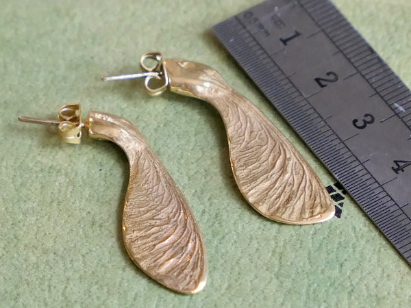Vintage and Preloved Medium Gold Plated Silver Sycamore Stud Earrings