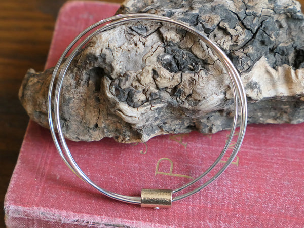 Silver Triple Bangle with 14ct Gold Filled Scroll