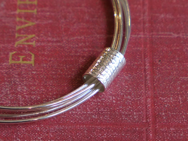 Multi Silver Bangle with Sterling Silver Scroll