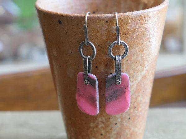 Rox Riveted Rhodolite Drop Earrings