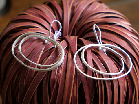 Large Silver Gyro Earrings