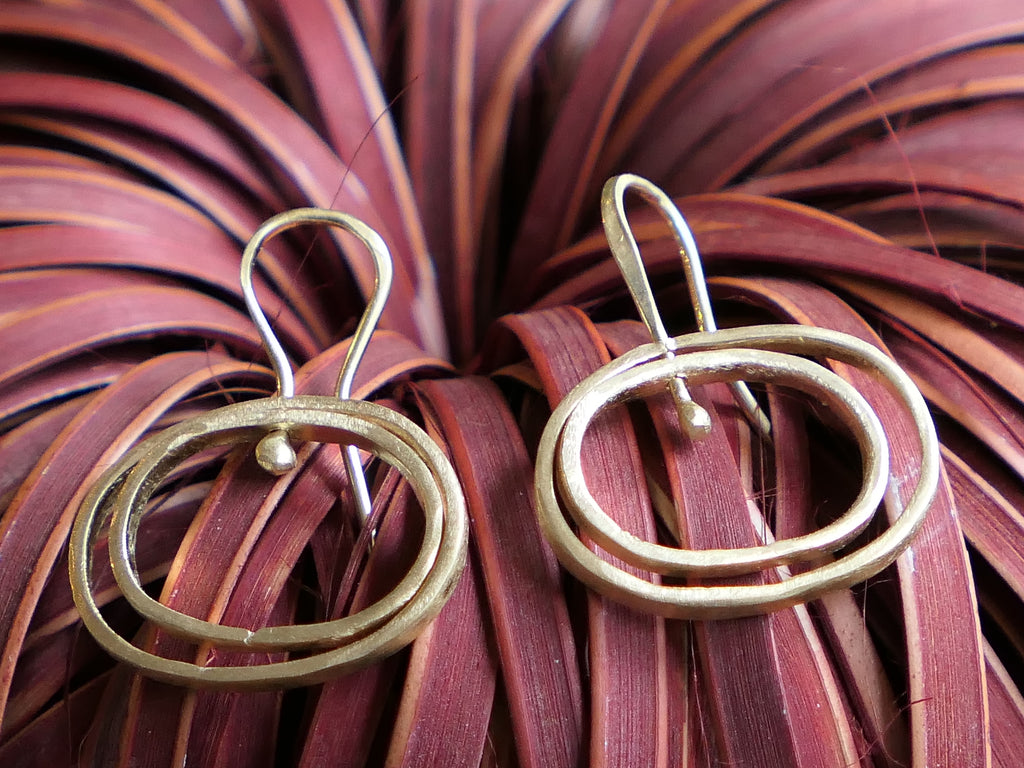 Small Gold Plated Silver Gyro Earrings