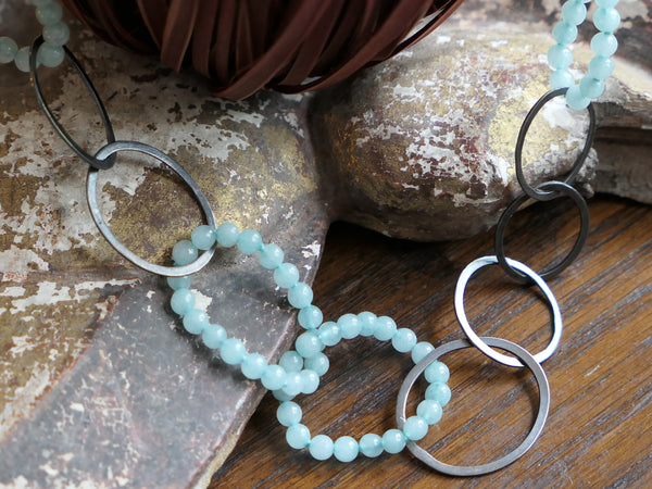 Oxidised Silver and Blue Lace Agate Cloud Necklace