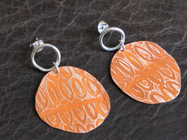 Red Ochre Copper Token Earrings