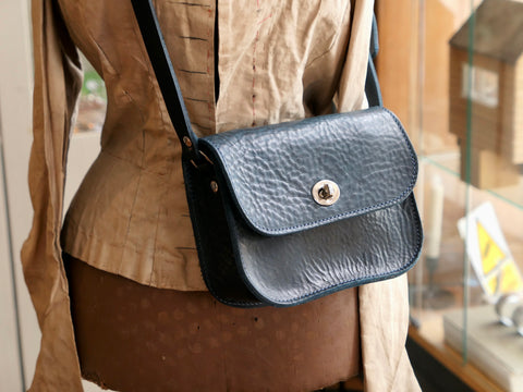 Navy Leather Cross Body Bag