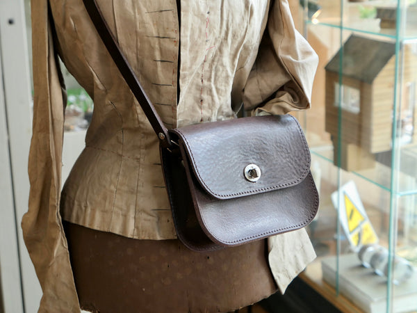 Dark Brown Leather Cross Body Bag