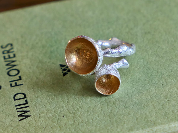 Double Acorn Cup Ring