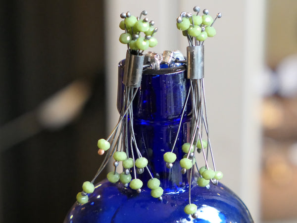 Firework Earrings with Green Crystal Beads