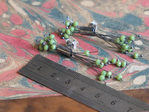 Firework Earrings with Green Crystal Beads