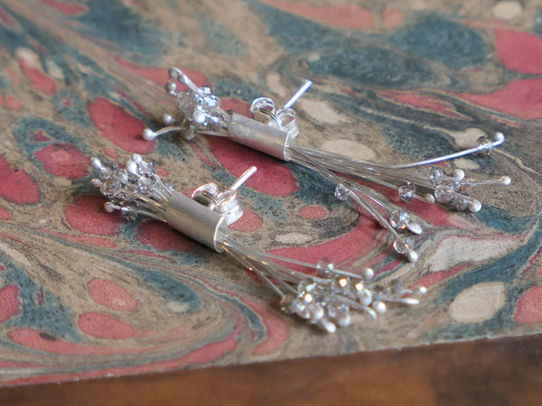 Firework Earrings with Clear Crystal Beads