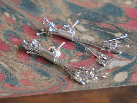 Firework Earrings with Clear Crystal Beads