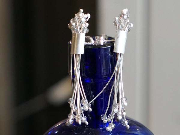 Firework Earrings with Clear Crystal Beads