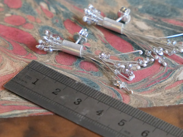 Firework Earrings with Clear Crystal Beads