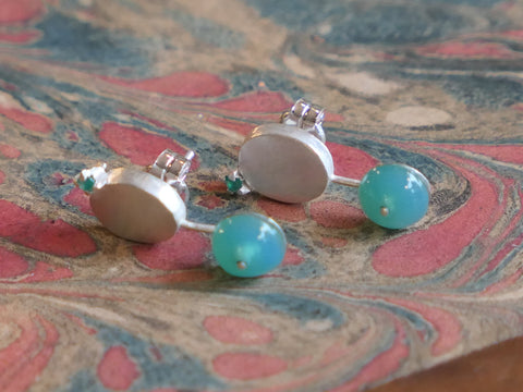Mini Sculpture Earrings with Chrysoprase