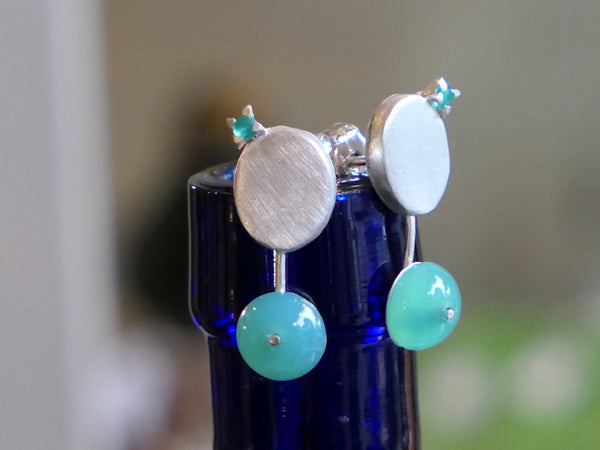 Mini Sculpture Earrings with Chrysoprase