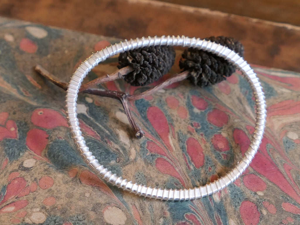 Oval Wire Wrapped Silver Bangle