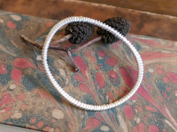 Oval Wire Wrapped Silver Bangle