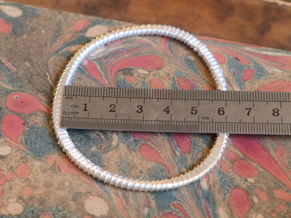 Oval Wire Wrapped Silver Bangle