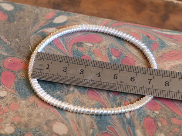 Oval Wire Wrapped Silver Bangle