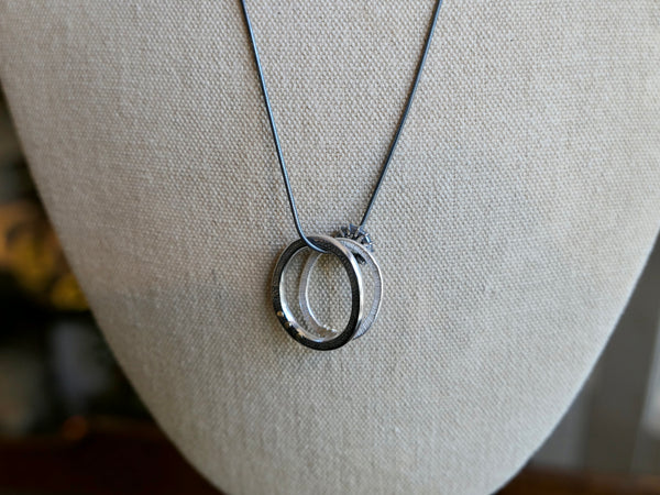 Textured Oval Triple Charm Necklace #1