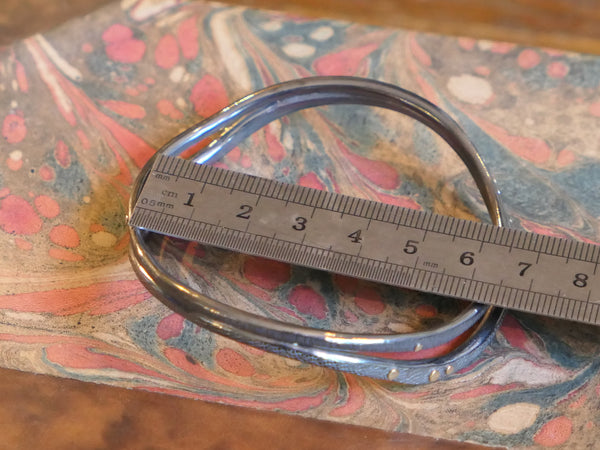 Oxidised Silver Coil Bangle with 18ct Gold Detail