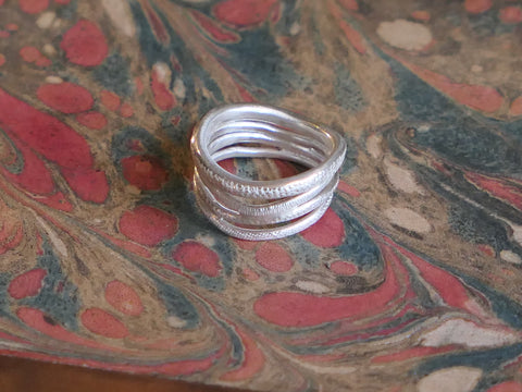 Textured Silver Coil Ring