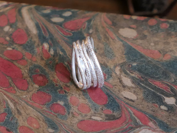 Textured Silver Coil Ring