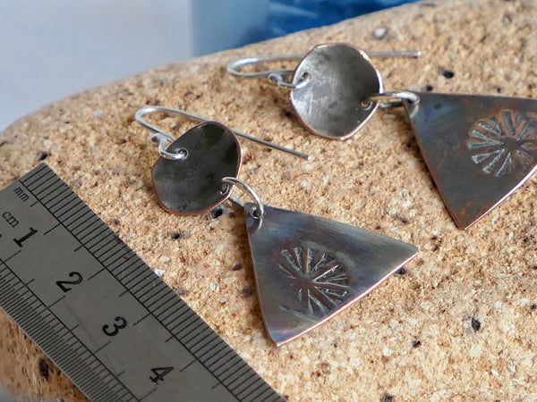 Stamped Silver Plated Copper Earrings