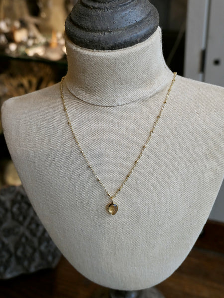 Smooth Citrine Drop on Short Chain